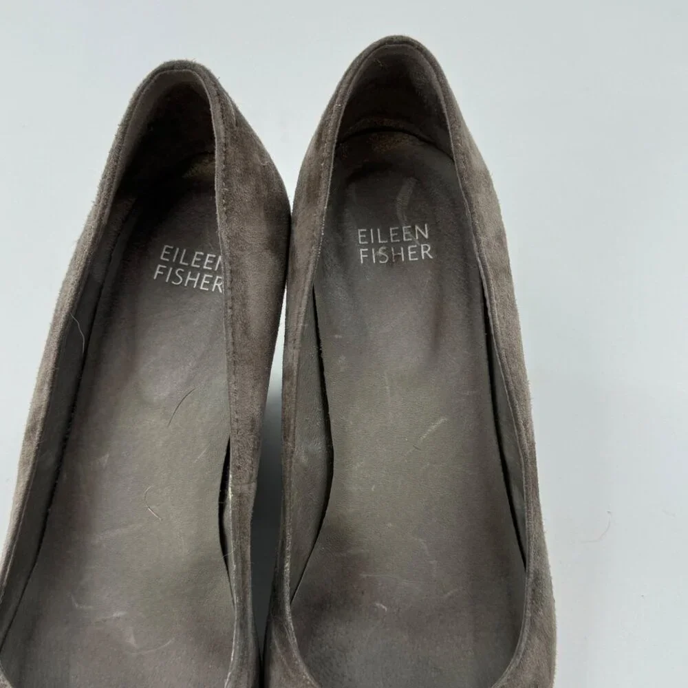 Eileen Fisher Hawk Suede Chunky Heel Pumps 8.5M
